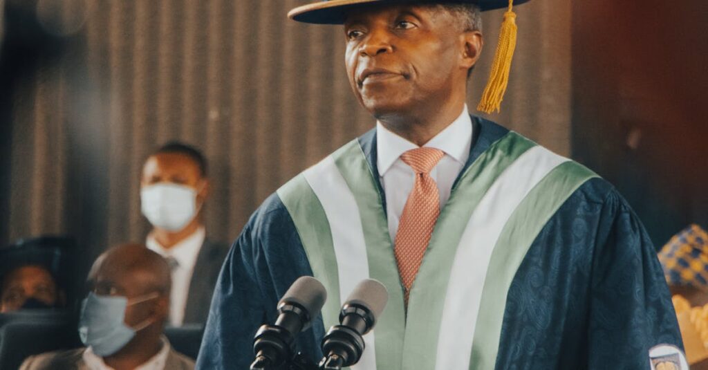 Nigerian Vice President speaks at Obafemi Awolowo University graduation ceremony.